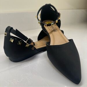 Harborsides Black Flats with Gold Stud Accents- Size 8m- Almost New.